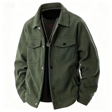 Men's Corduroy Shirt Jacket Single Breasted Lapel