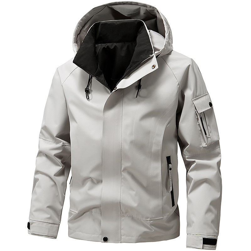 Men's Hooded Waterproof Jacket Zip Front