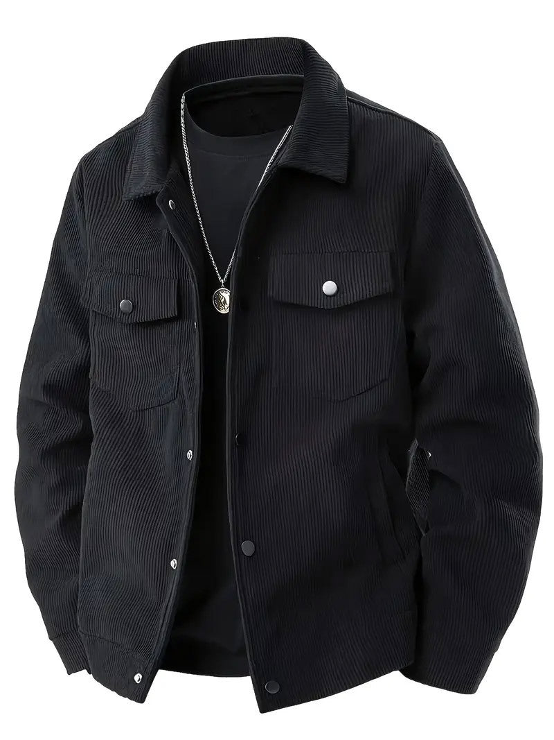 Men's Corduroy Shirt Jacket Single Breasted Lapel