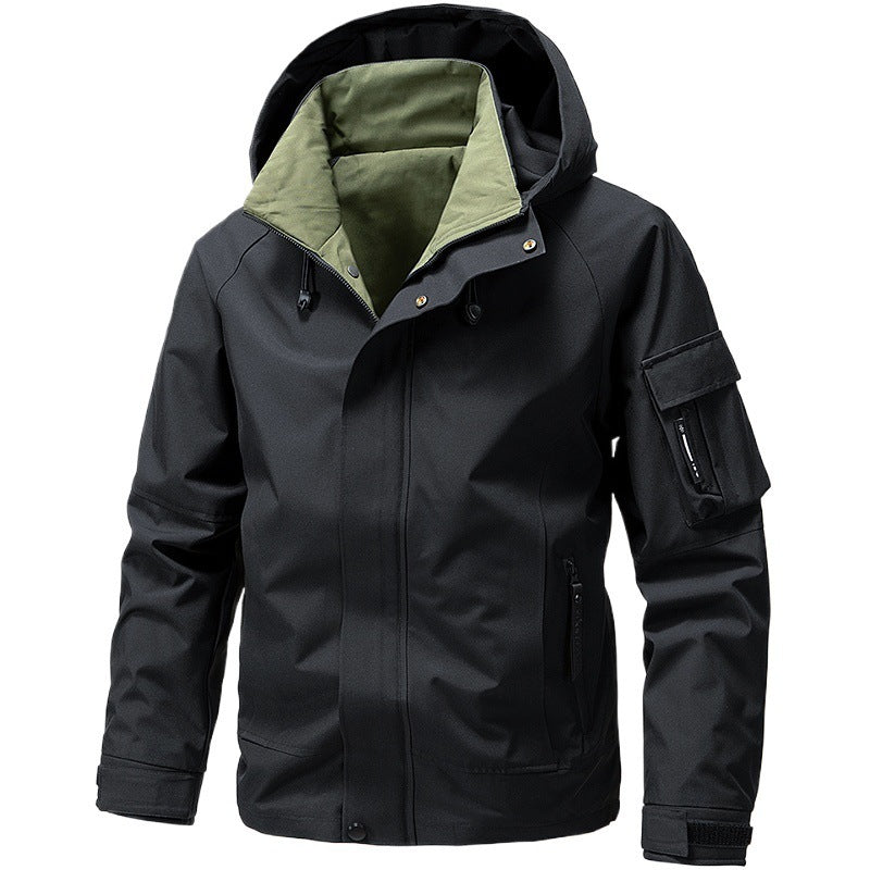 Men's Hooded Waterproof Jacket Zip Front