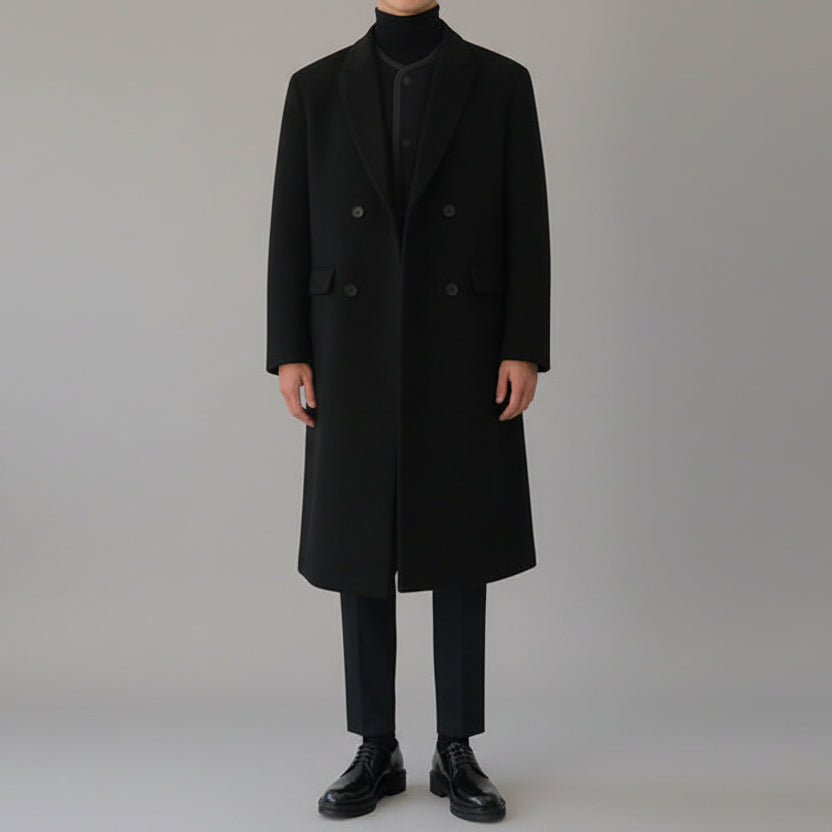 Overcoat Double Breasted Notch Lapel Slim Fit