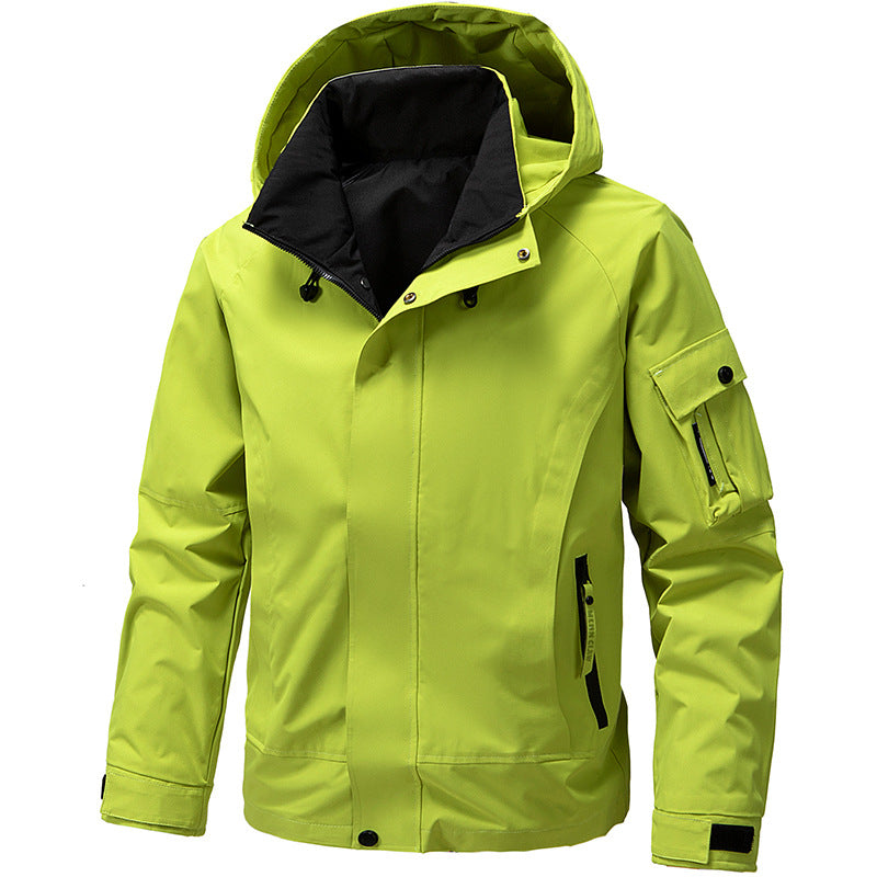 Men's Hooded Waterproof Jacket Zip Front