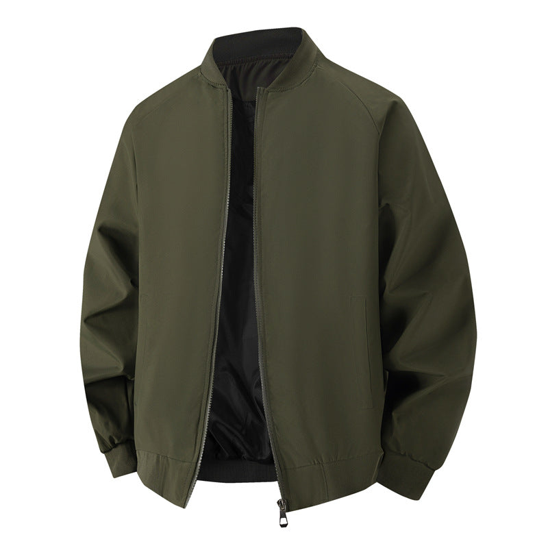 Men's Bomber Jacket Zip Front Ribbed Trim