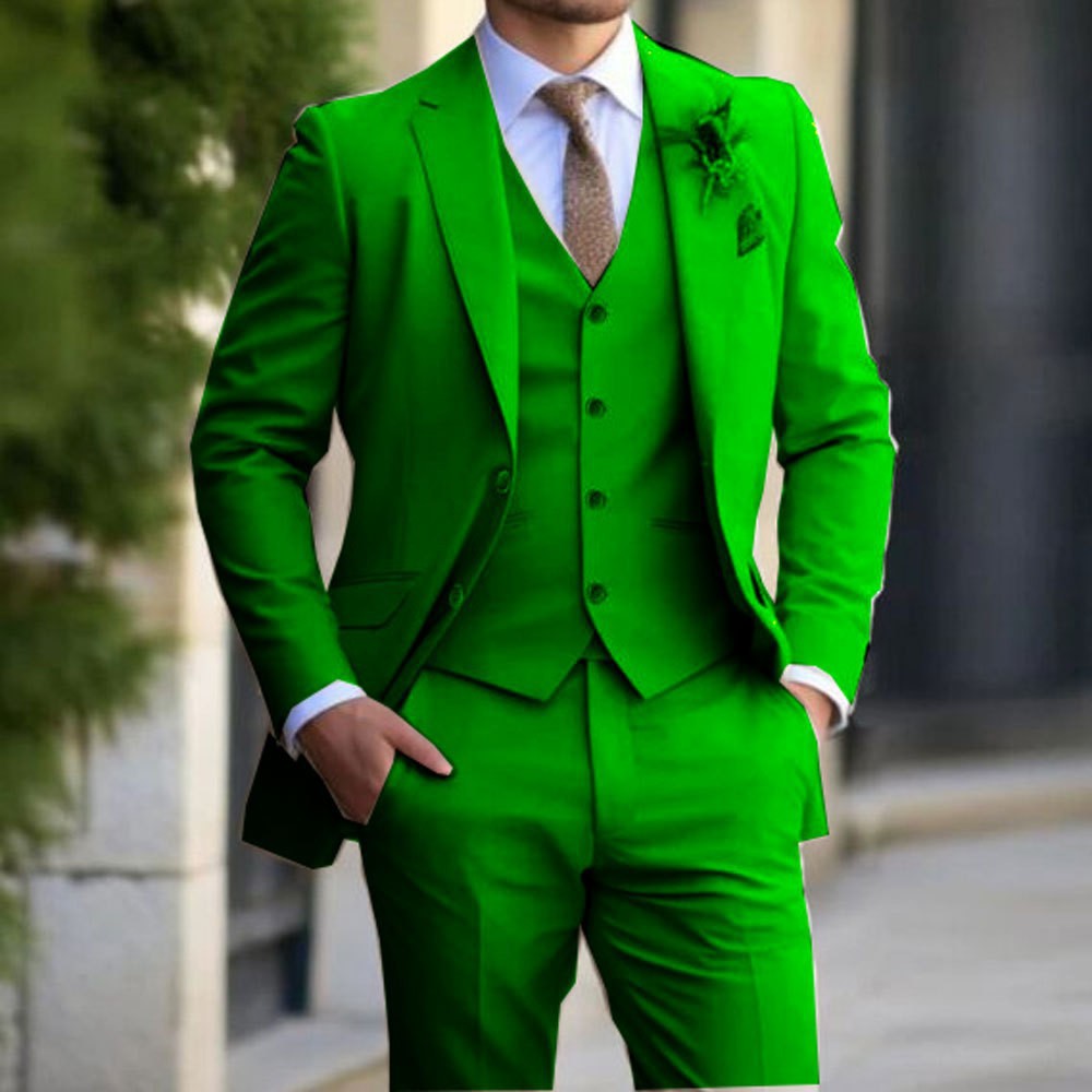 Suit Three Piece Slim Fit Notch Lapel Waistcoat