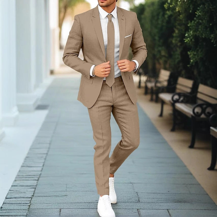 Men's Linen Suit Slim Fit Summer Tailored