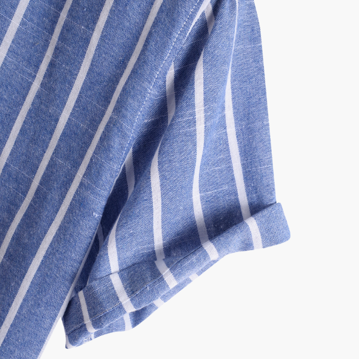 Polo Shirt Striped Sailor Mandarin Collar