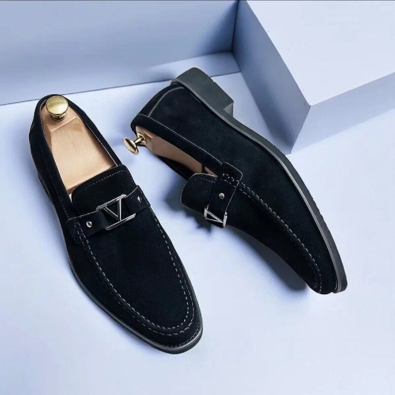 Suede Bit Loafers Upper Metal Bit Detail Slip On Smart Casual