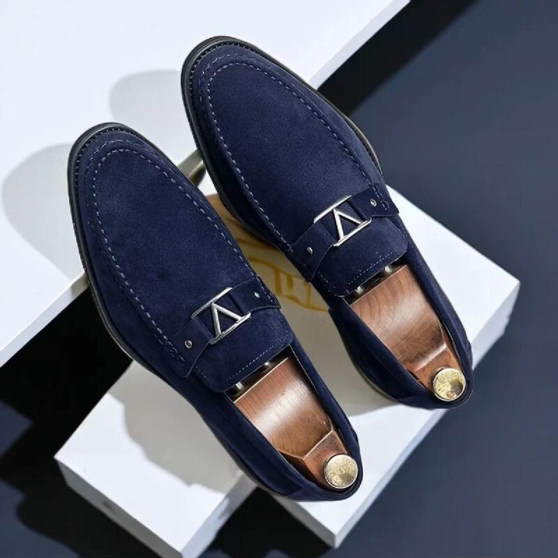 Suede Bit Loafers Upper Metal Bit Detail Slip On Smart Casual