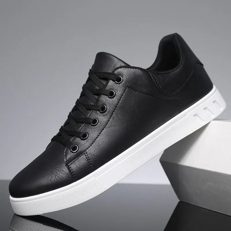 Men's Leather Trainers Lace Up Cupsole Smart Casual Low Top