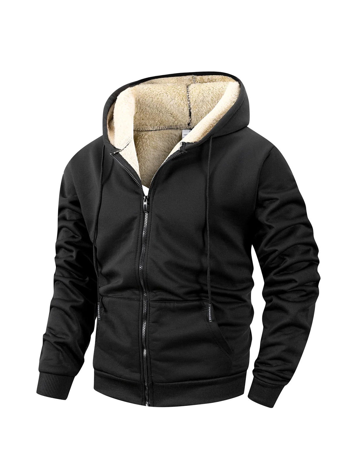 Men's Borg Lined Knit Hoodie with Full Zip Front