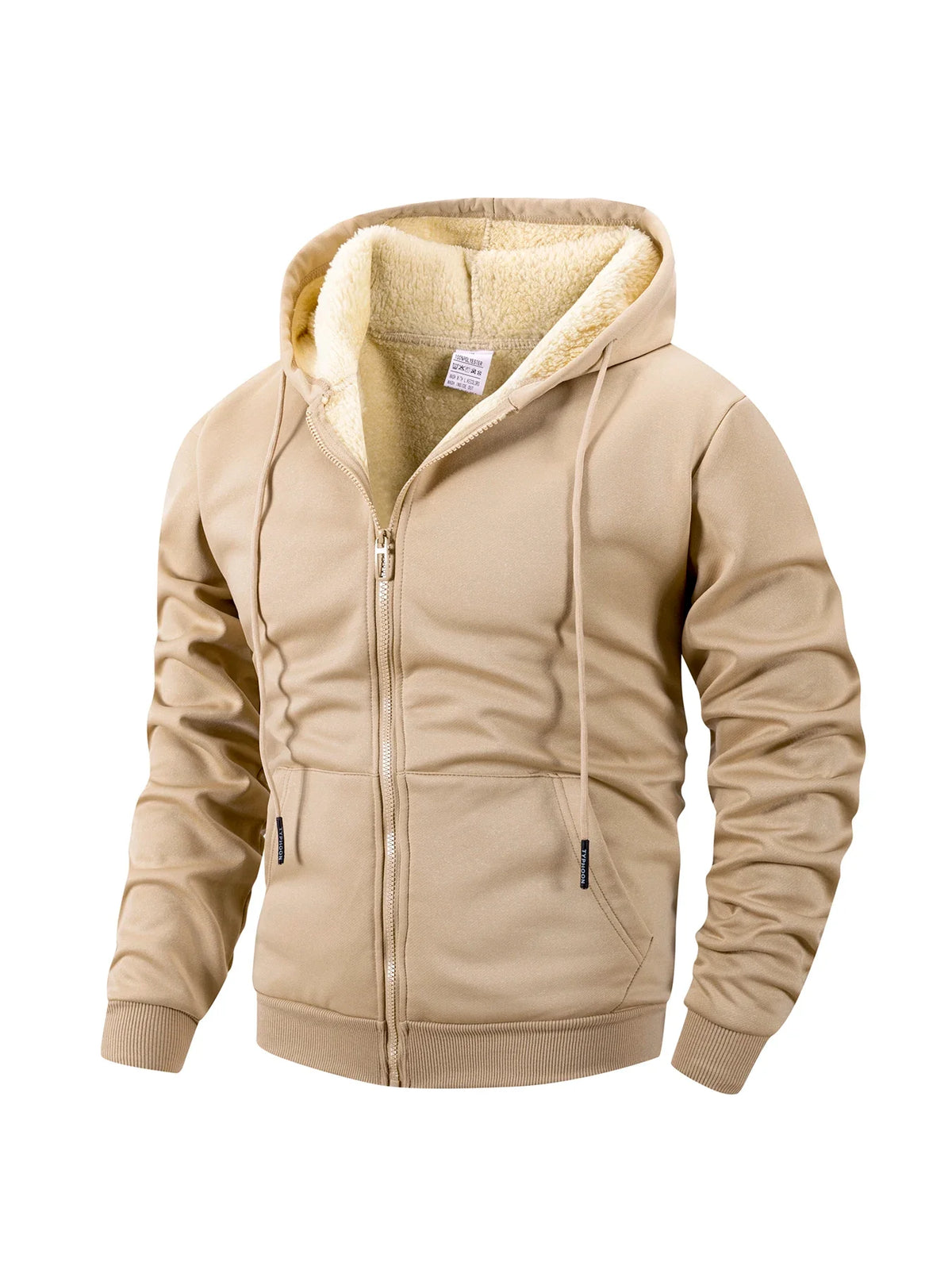 Men's Borg Lined Knit Hoodie with Full Zip Front