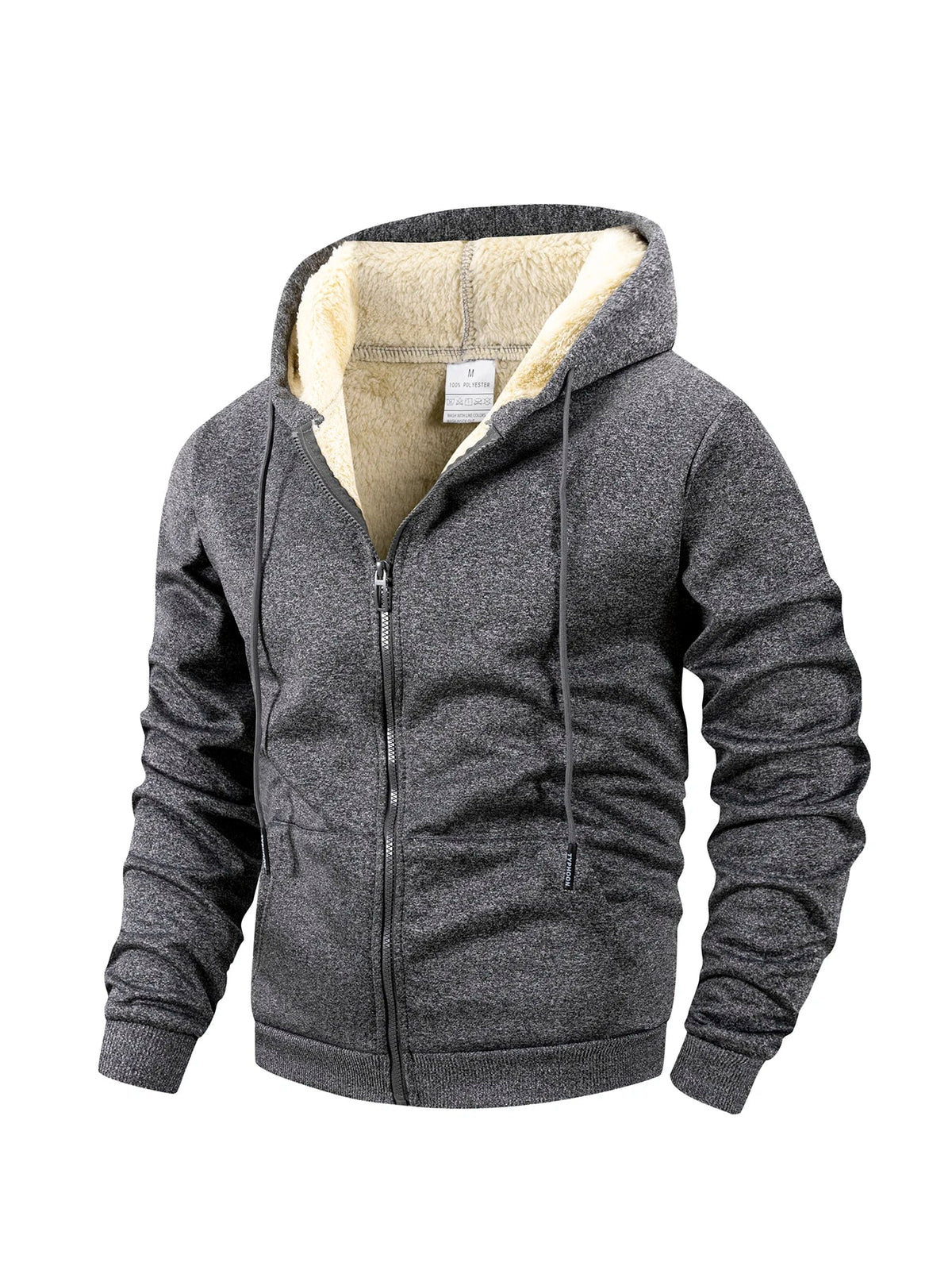 Men's Borg Lined Knit Hoodie with Full Zip Front