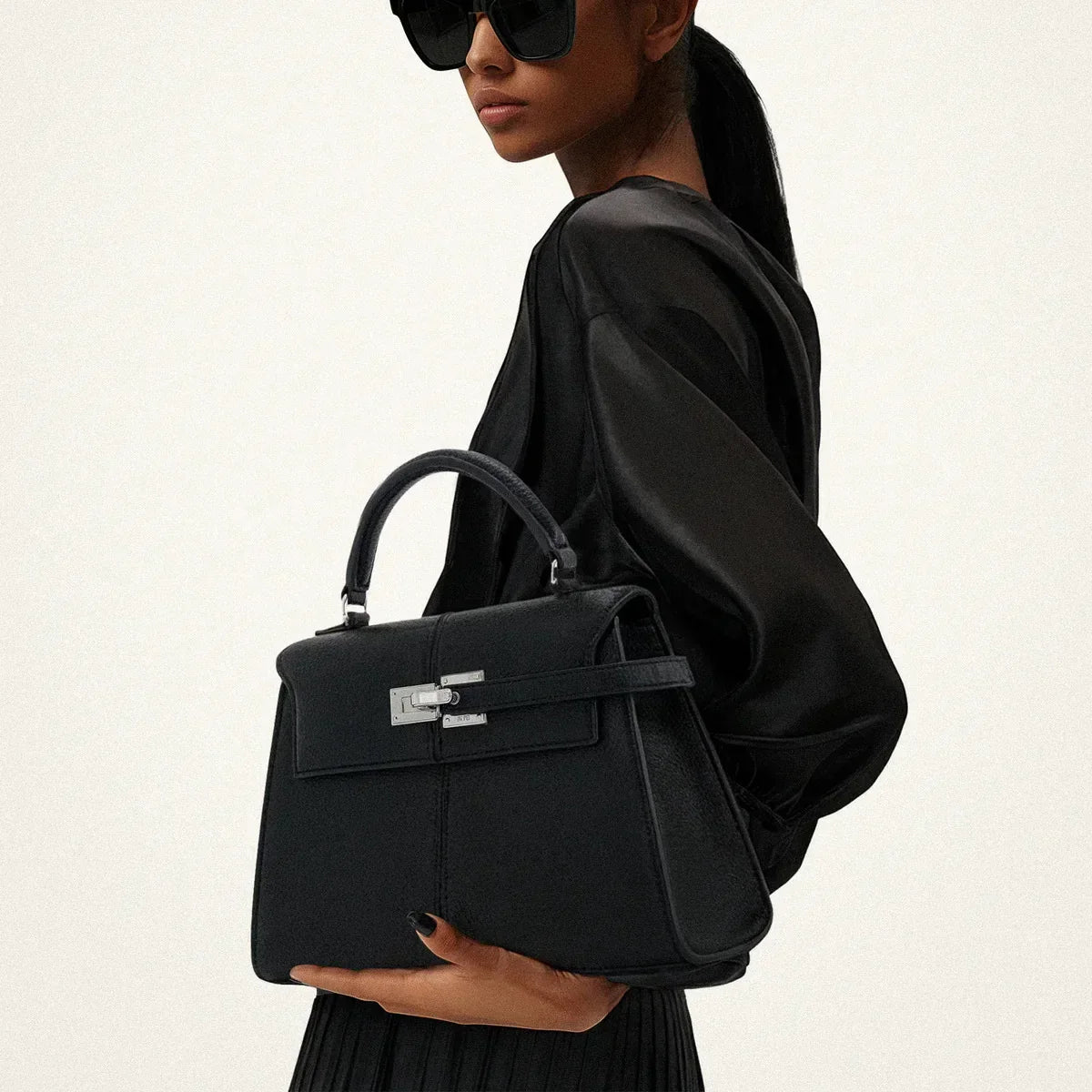 Women’s Crossbody Handbag with Gold-Tone Hardware