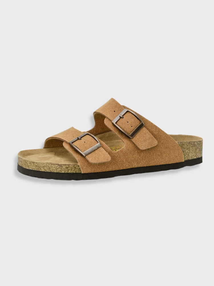 Men's Sandal Leather Cork Footbed Adjustable Buckle