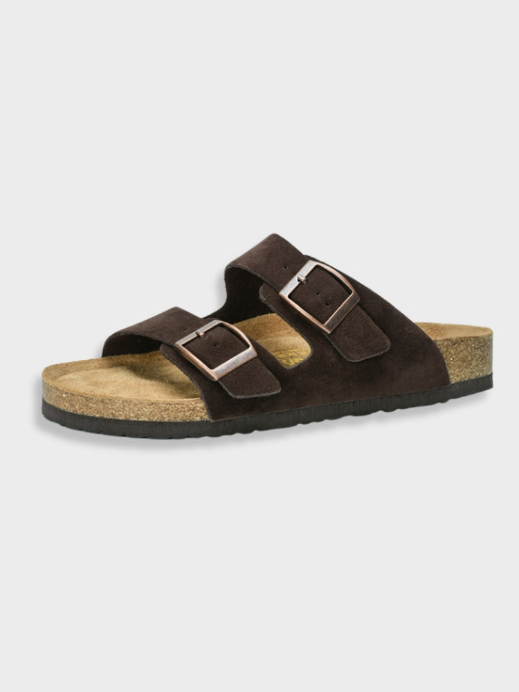Men's Sandal Leather Cork Footbed Adjustable Buckle