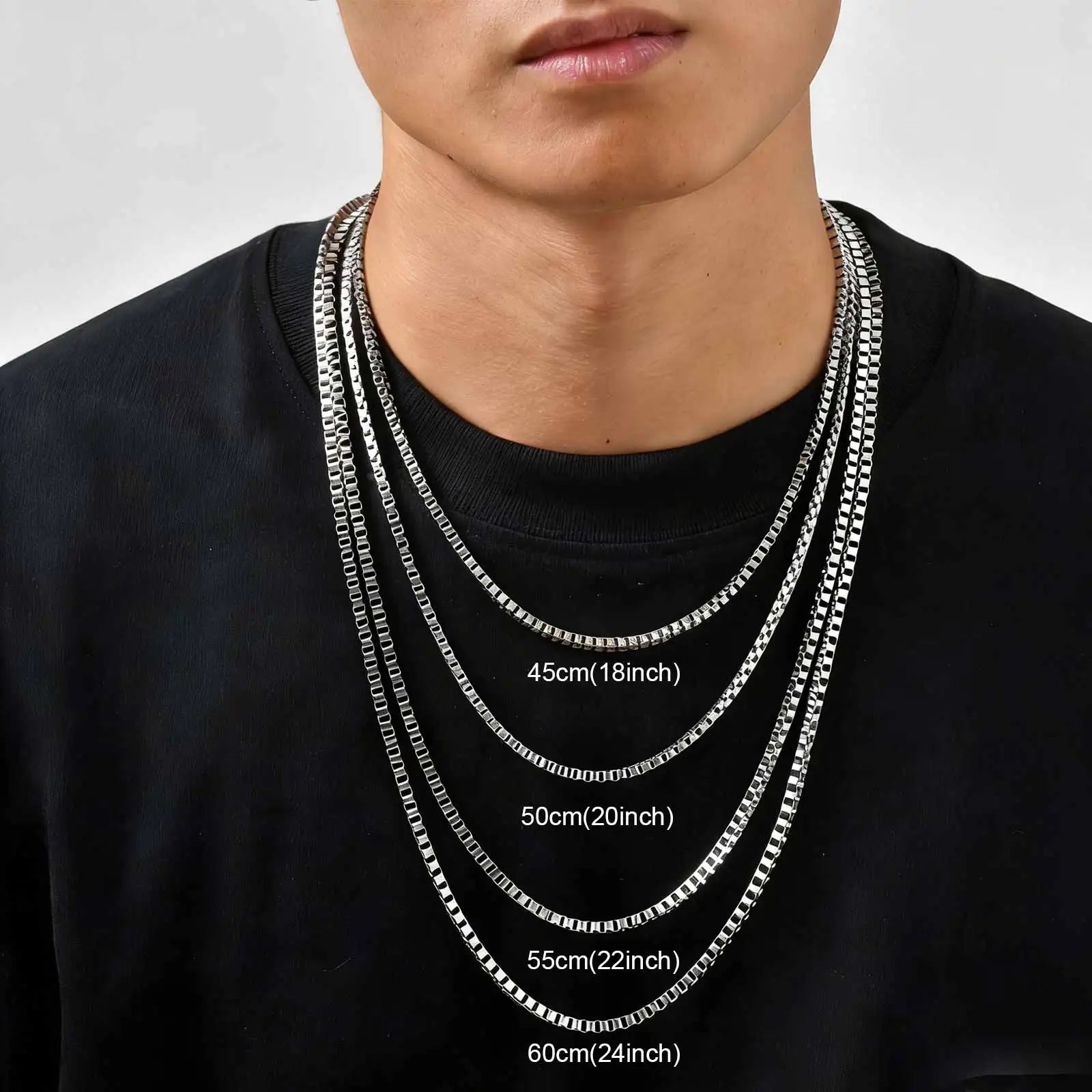 Necklace Stainless Steel Square Box Chain