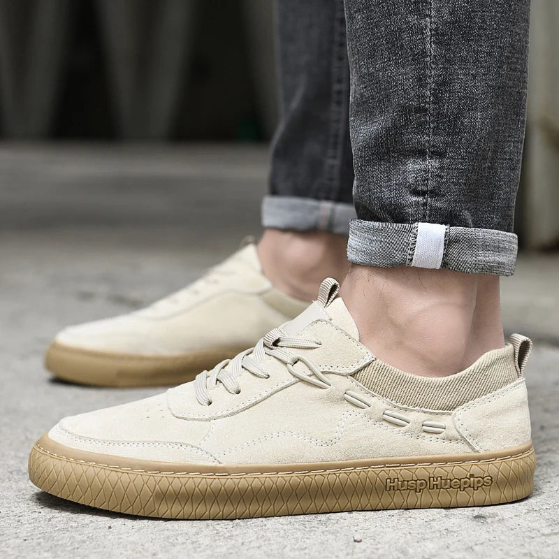 Men's Casual Sneakers Suede Fabric Lace Up Gum Sole