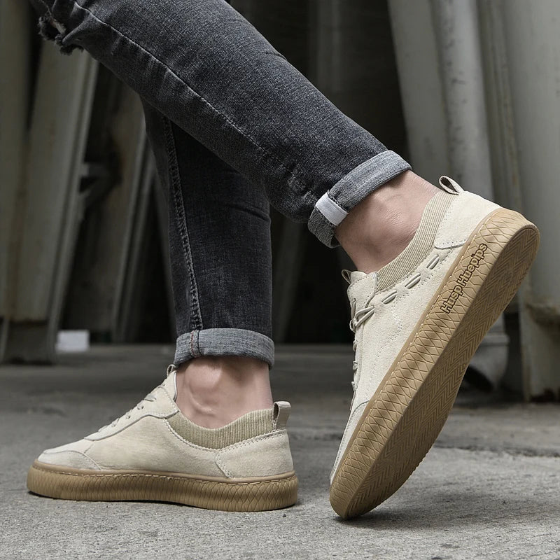 Men's Casual Sneakers Suede Fabric Lace Up Gum Sole