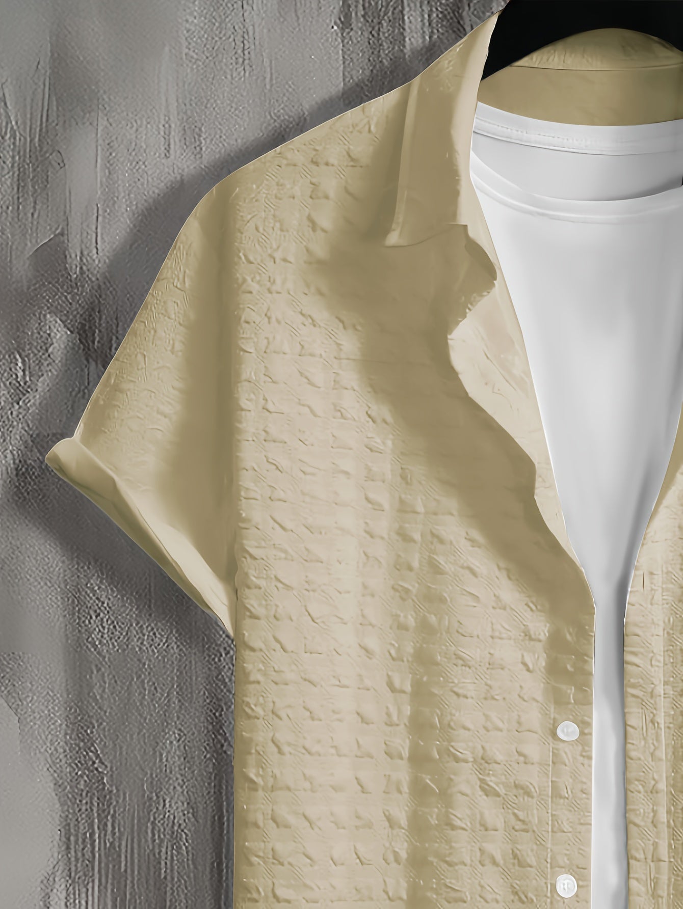 Men's Shirt Shorts Set Cotton Textured Waffle