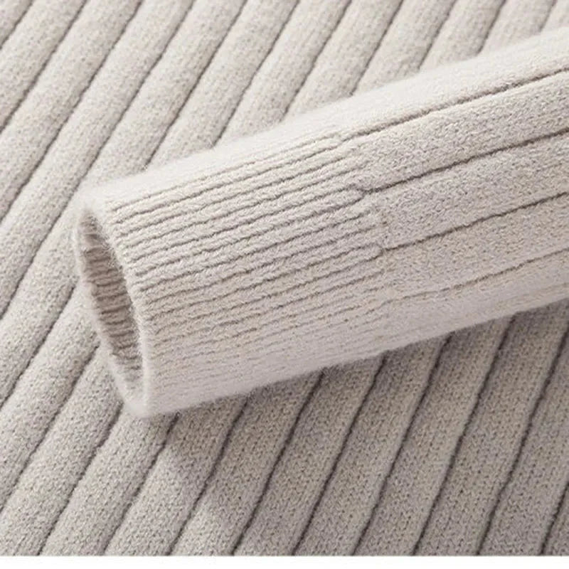 Sweater Half Zip High Mock Collar Ribbed Cuffs