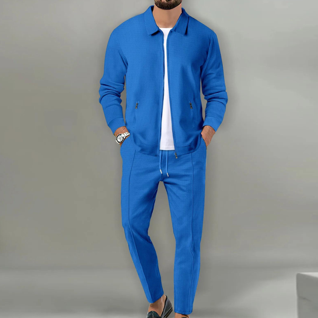 Men's Tracksuit Cotton Two Piece Zip Jacket Drawstring