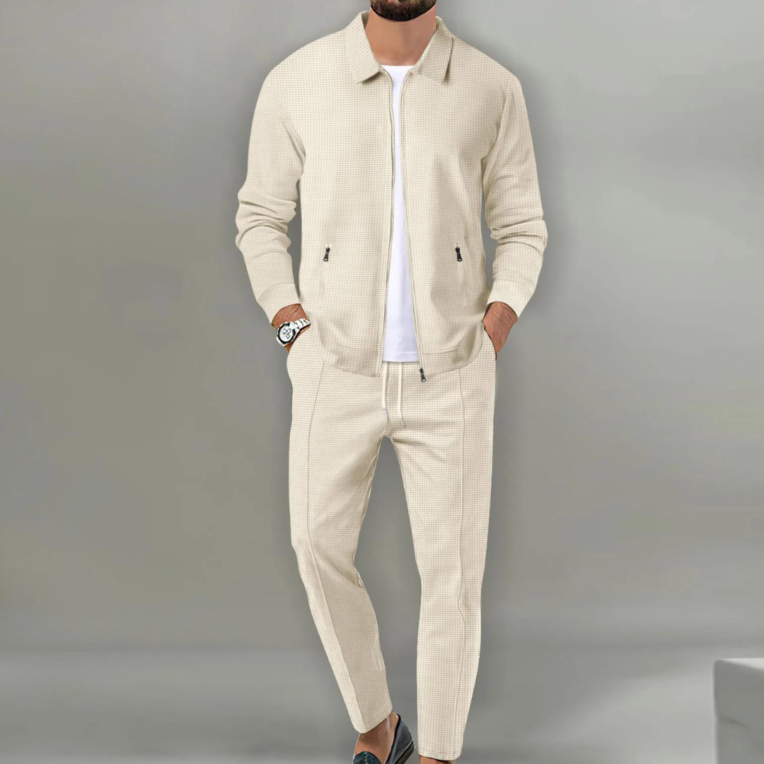 Men's Tracksuit Cotton Two Piece Zip Jacket Drawstring
