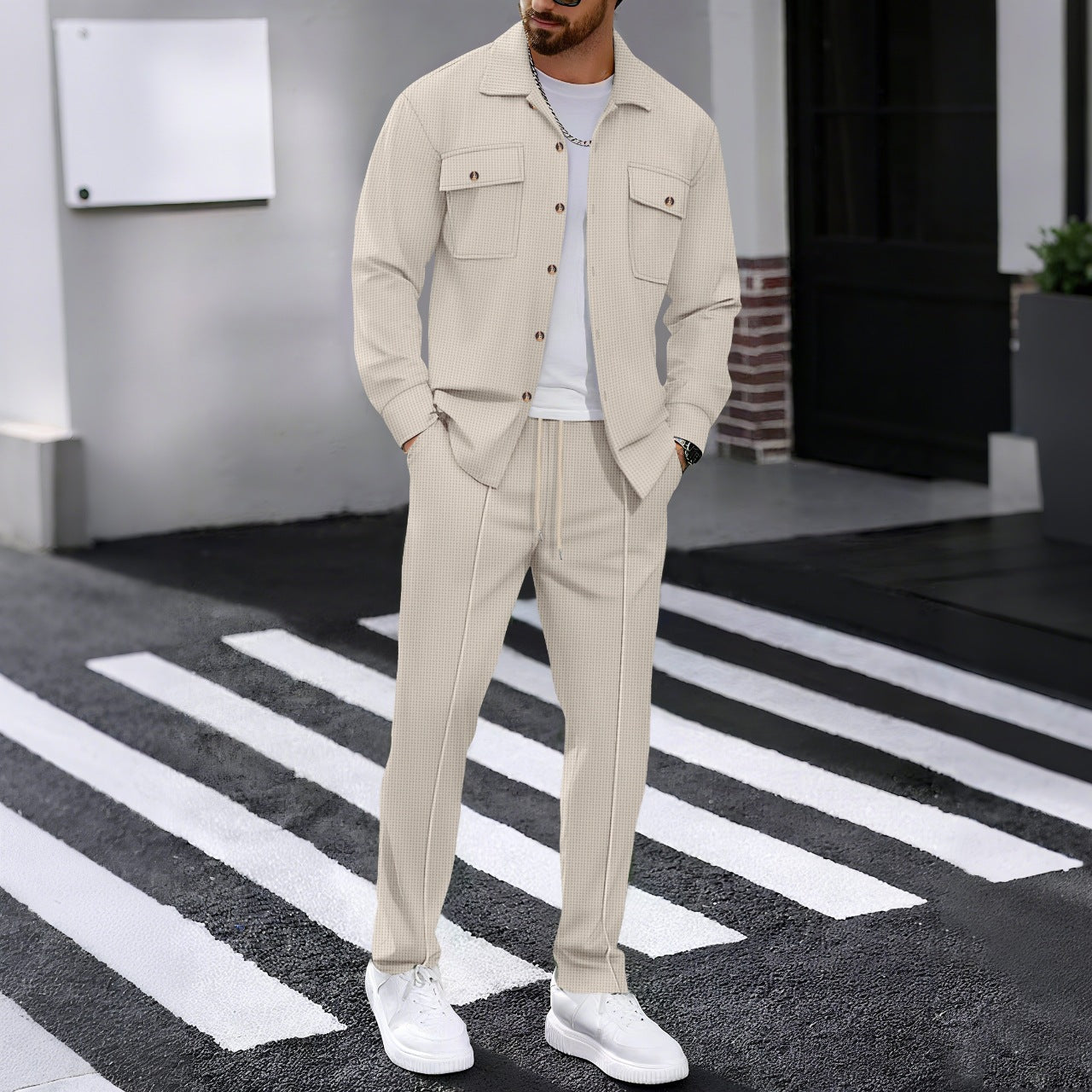 Men's Suit Textured Two Piece Tailored Button