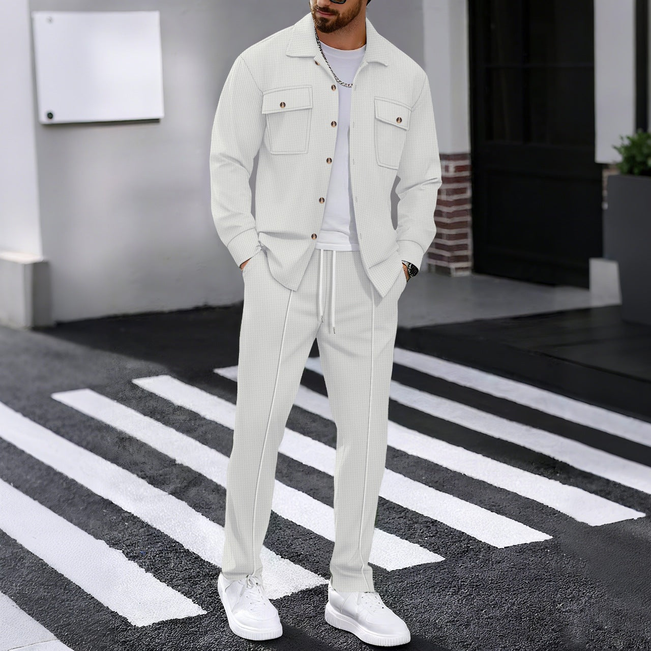 Men's Suit Textured Two Piece Tailored Button