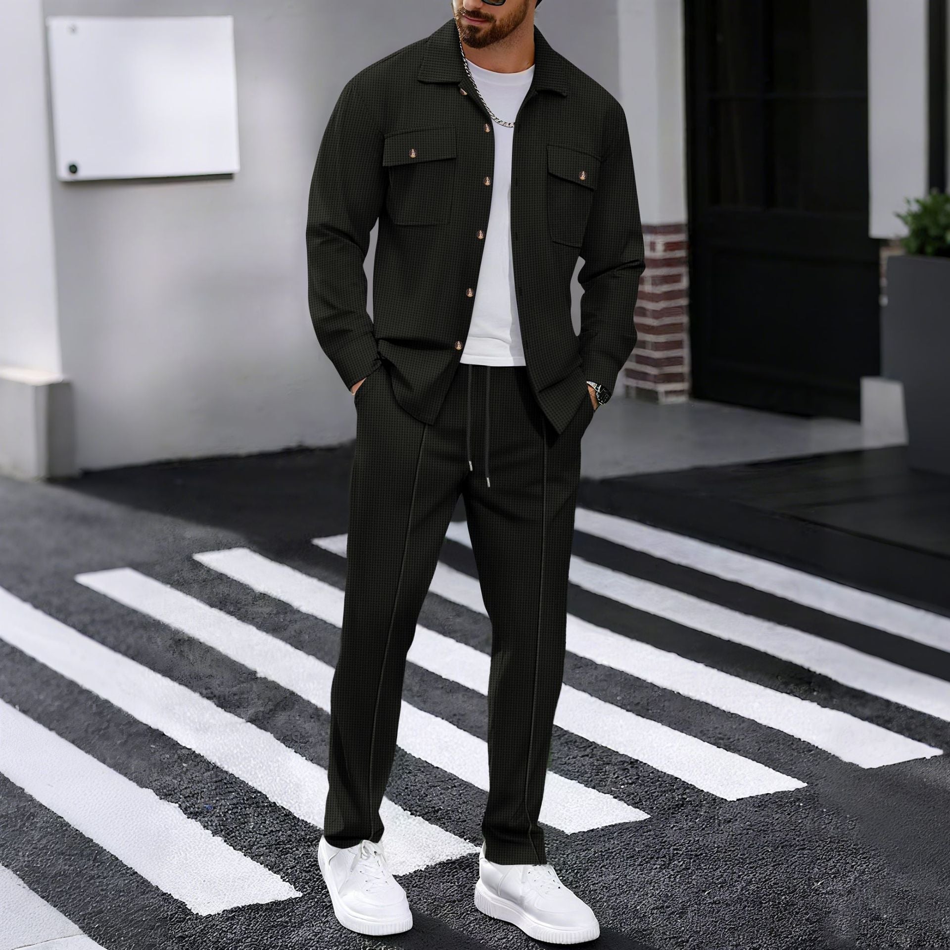 Men's Suit Textured Two Piece Tailored Button