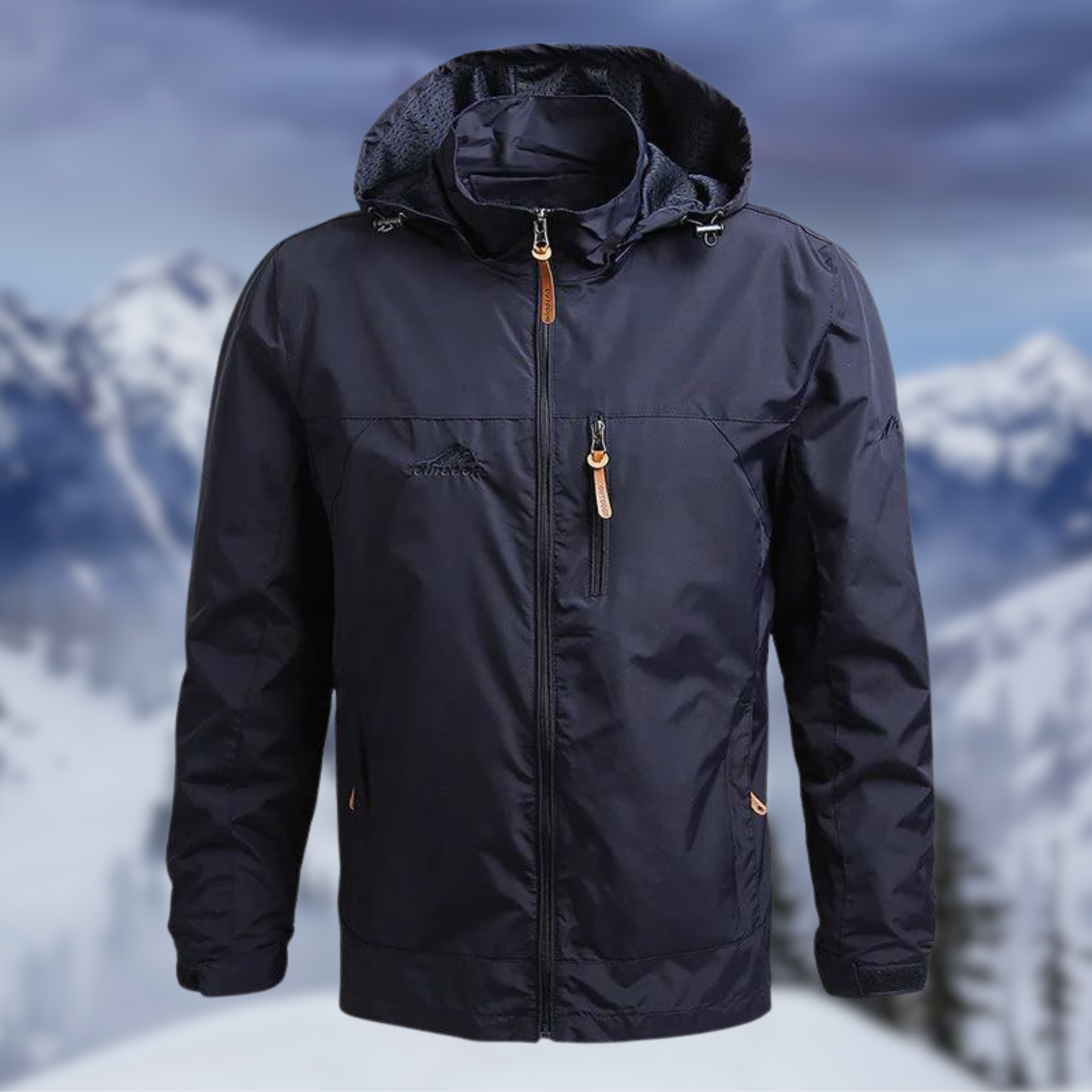 Men's Hooded Jacket Water Resistant Regular Fit Zip Up Windproof