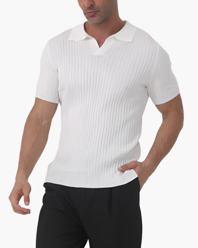 Polo Shirt Cotton Ribbed Mesh Detail