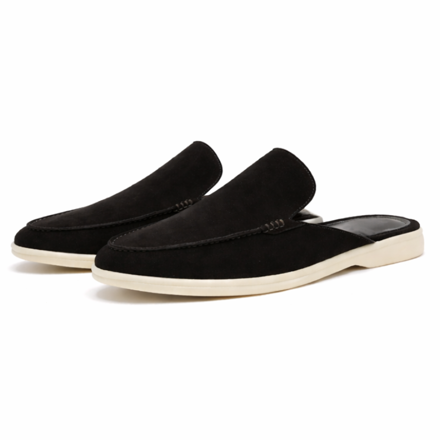 Men's Mule Suede Backless Rounded Toe
