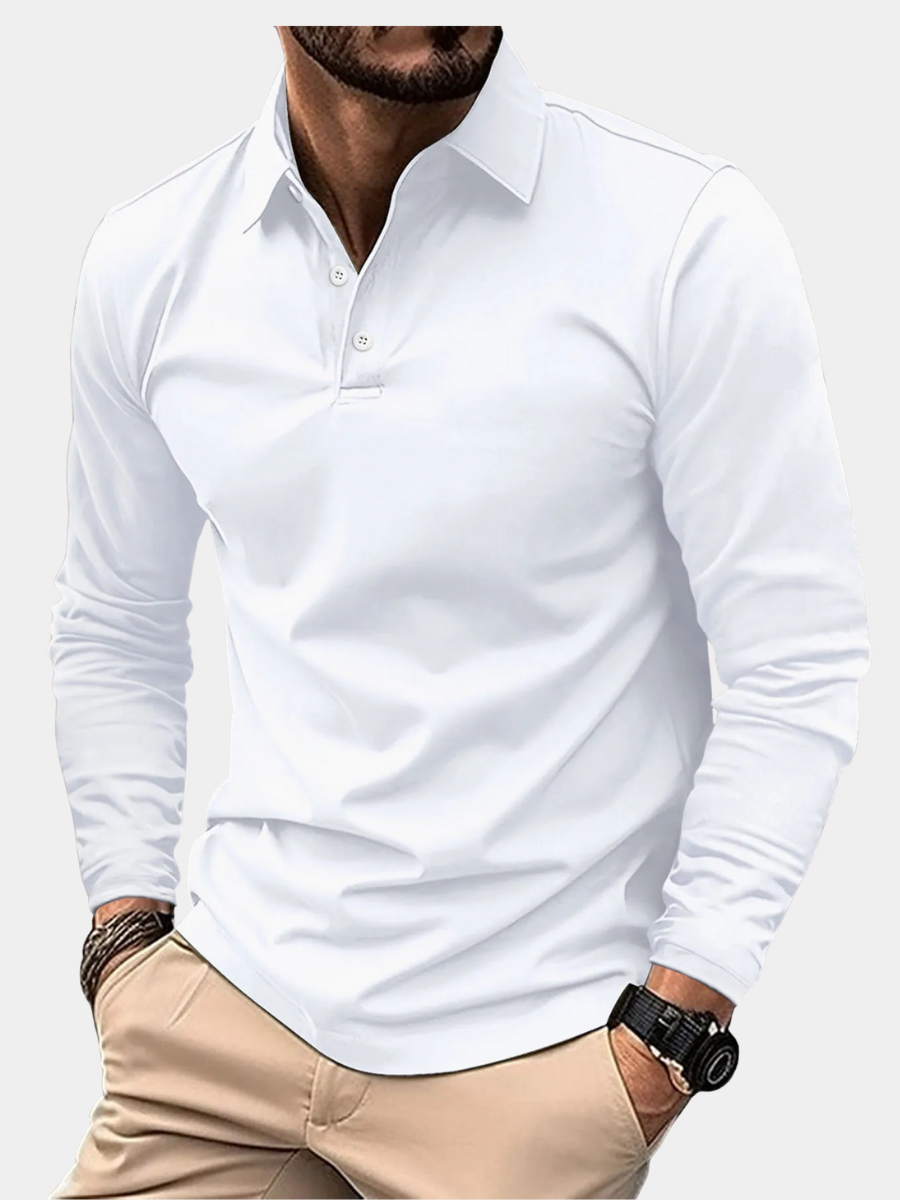 Polo Shirt Slim Fit Long Sleeve Point Collar