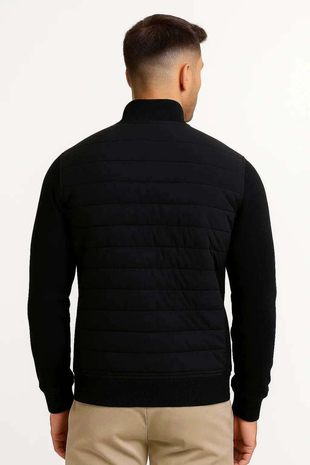 Quilted Zip Up Jacket Men Casual Hybrid Bomber