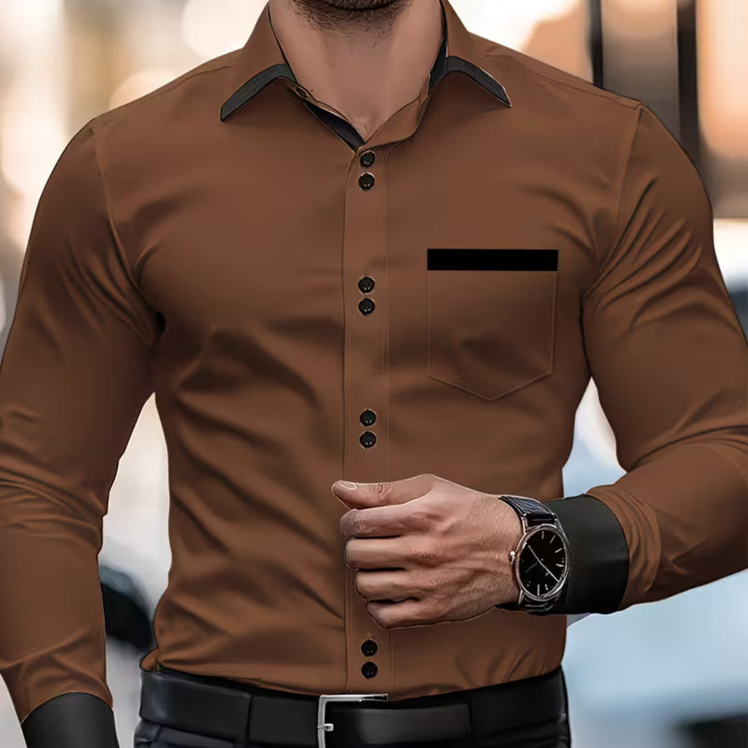Men's Contrast-Trim Button-Front Shirt original product view 4