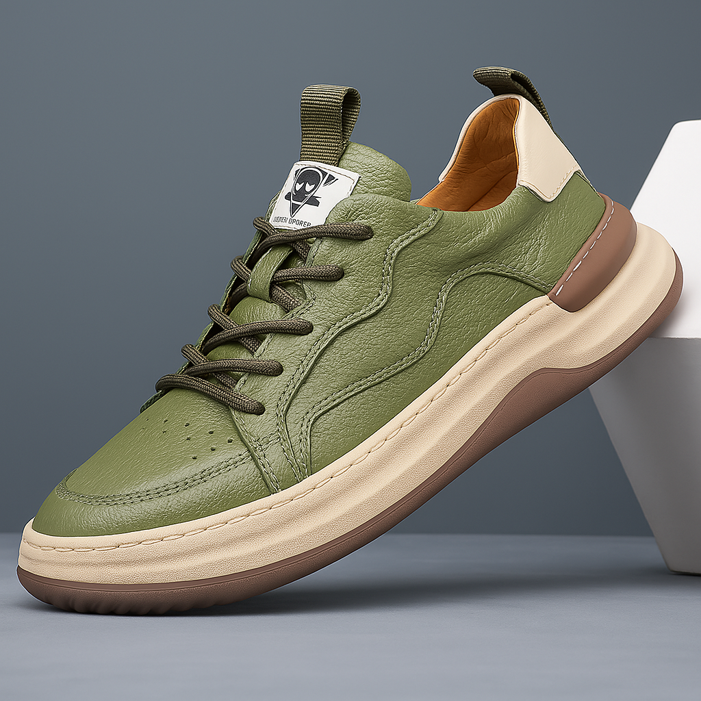 Men's Chunky Trainers Lace-Up Low-Top Sneakers with Perforated Toe Panel