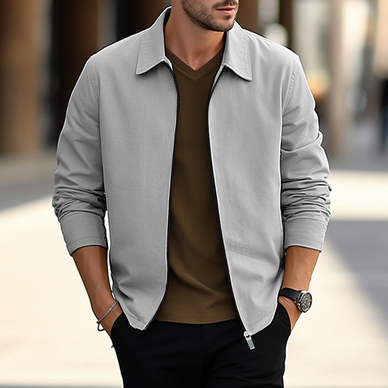 Men's Lightweight Textured Button-Front Overshirt photo 5