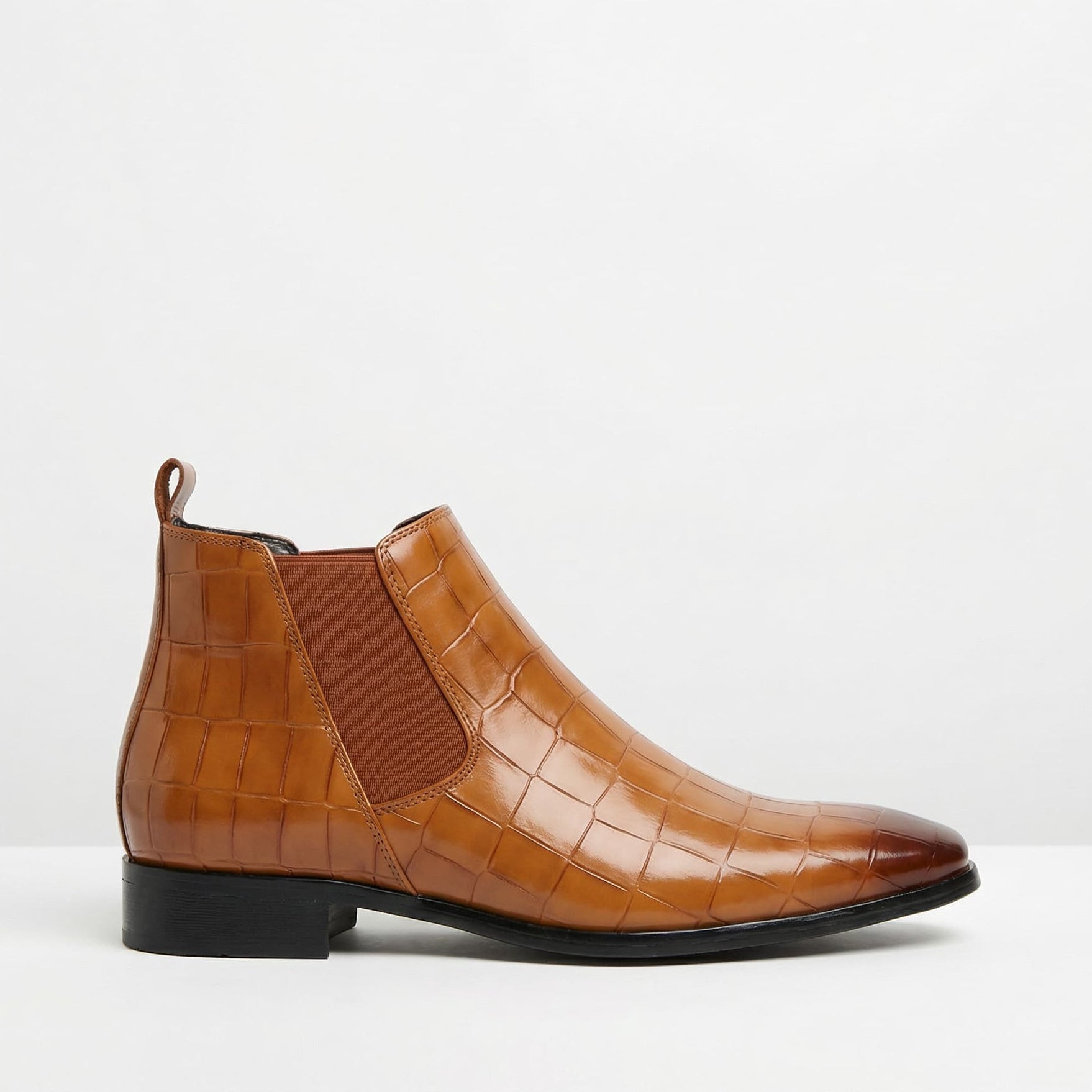Men's Chelsea Boots with Croc-Effect Texture and Elasticated Sides