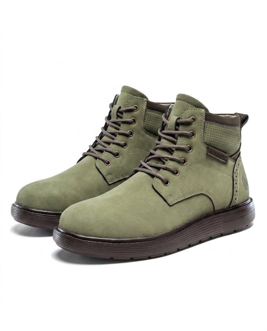 Men's Casual Lace-Up Boots with Padded Collar and Thick Sole