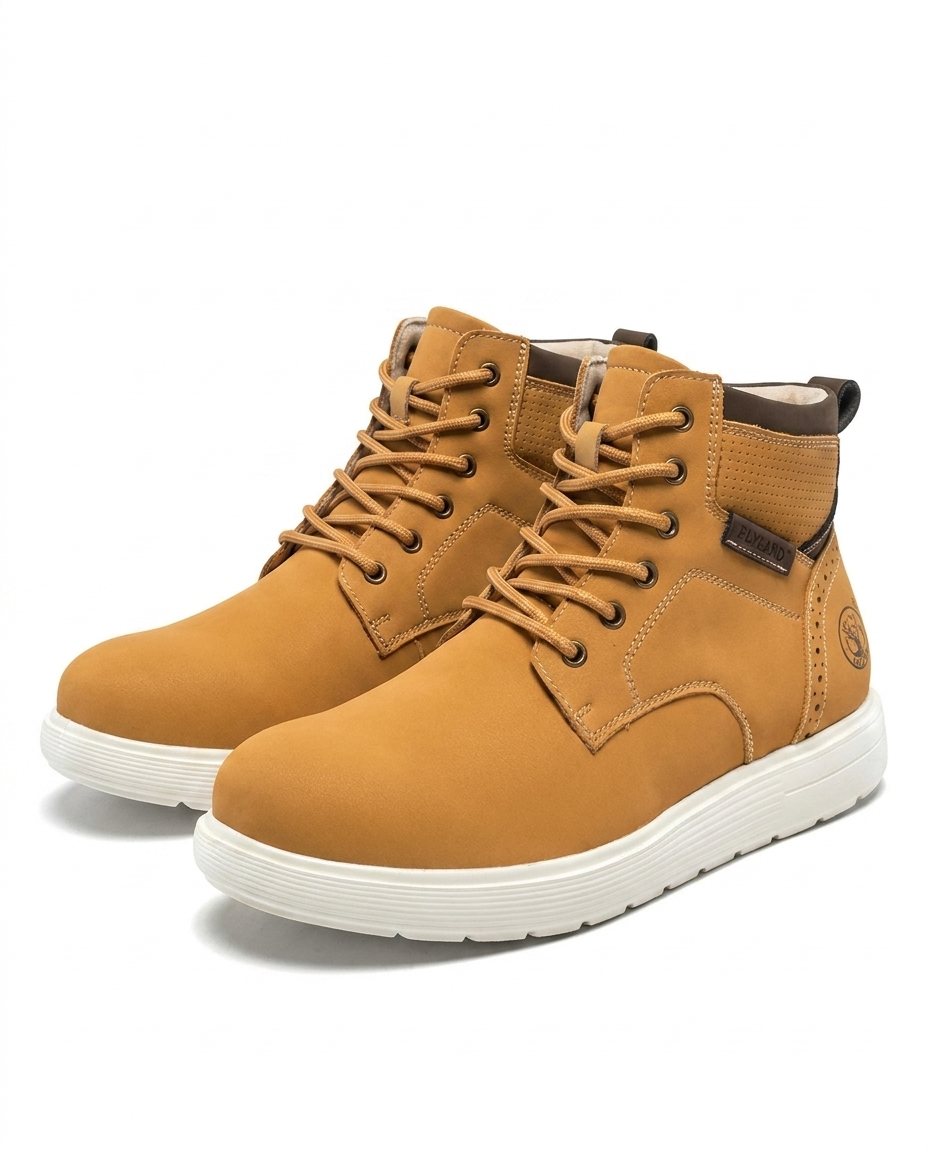 Men's Casual Lace-Up Boots with Padded Collar and Thick Sole