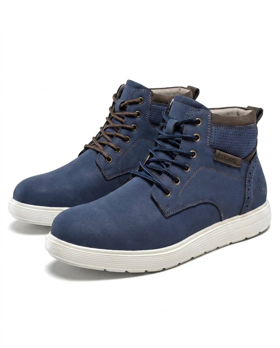 Men's Casual Lace-Up Boots with Padded Collar and Thick Sole
