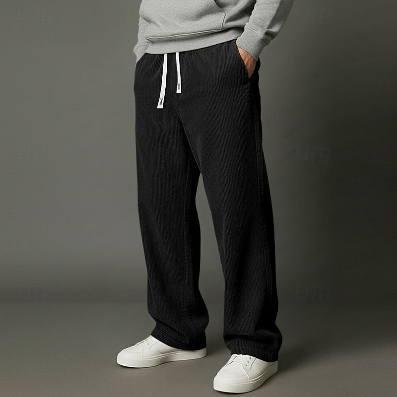 Men’s Relaxed Fit Trousers with Drawstring Elastic Waist