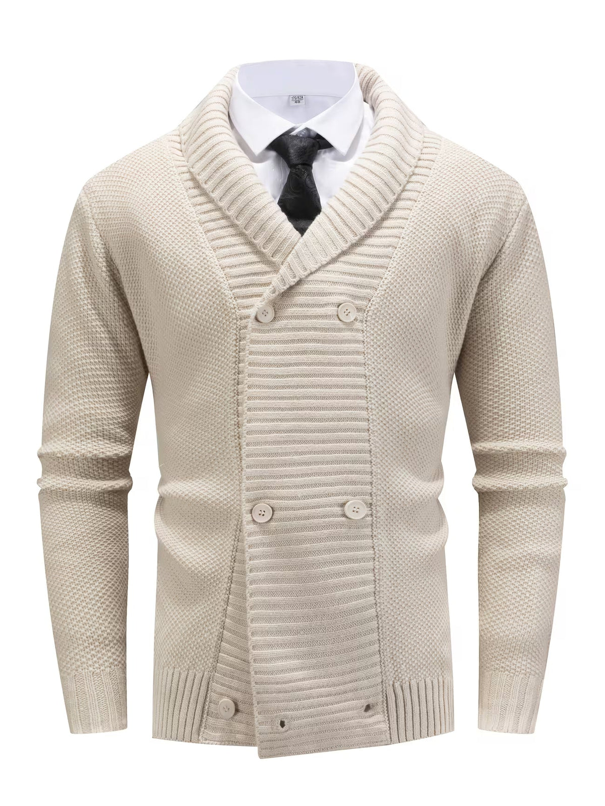 Men's Shawl Collar Cardigan Chunky Knit Button Front Long Sleeve