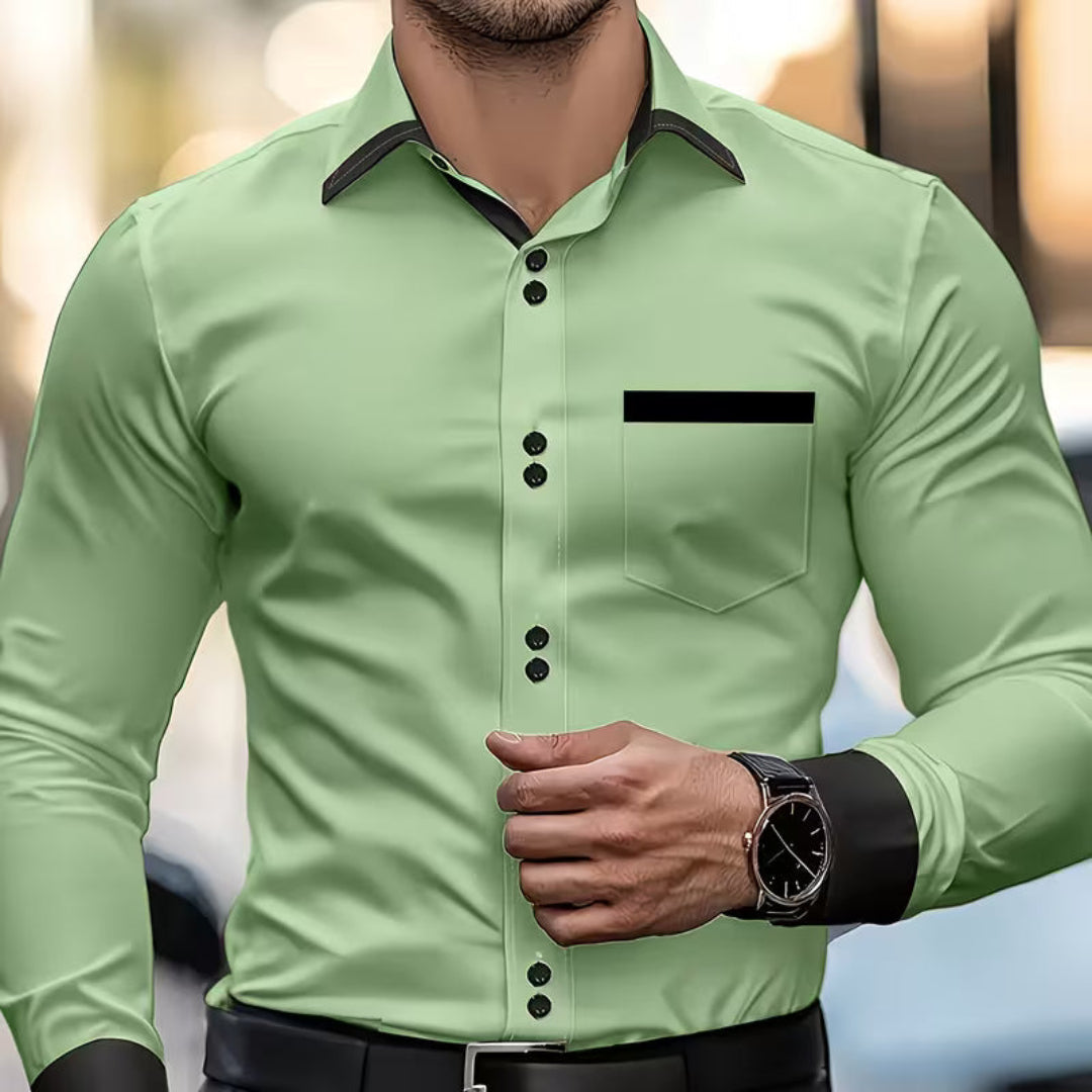 Men's Contrast-Trim Button-Front Shirt original product view 8