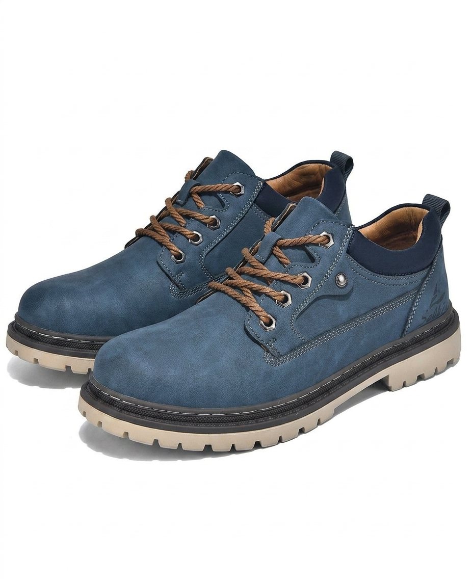 Men's Lace-Up Shoes with Chunky Cleated Sole and Padded Collar