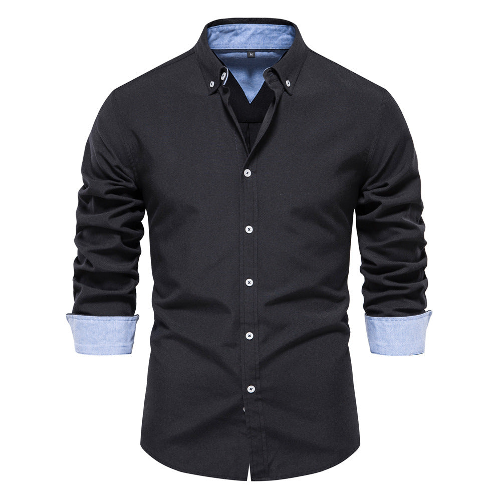 Men's Button Down Collar Shirt with Contrast Cuff Detailing
