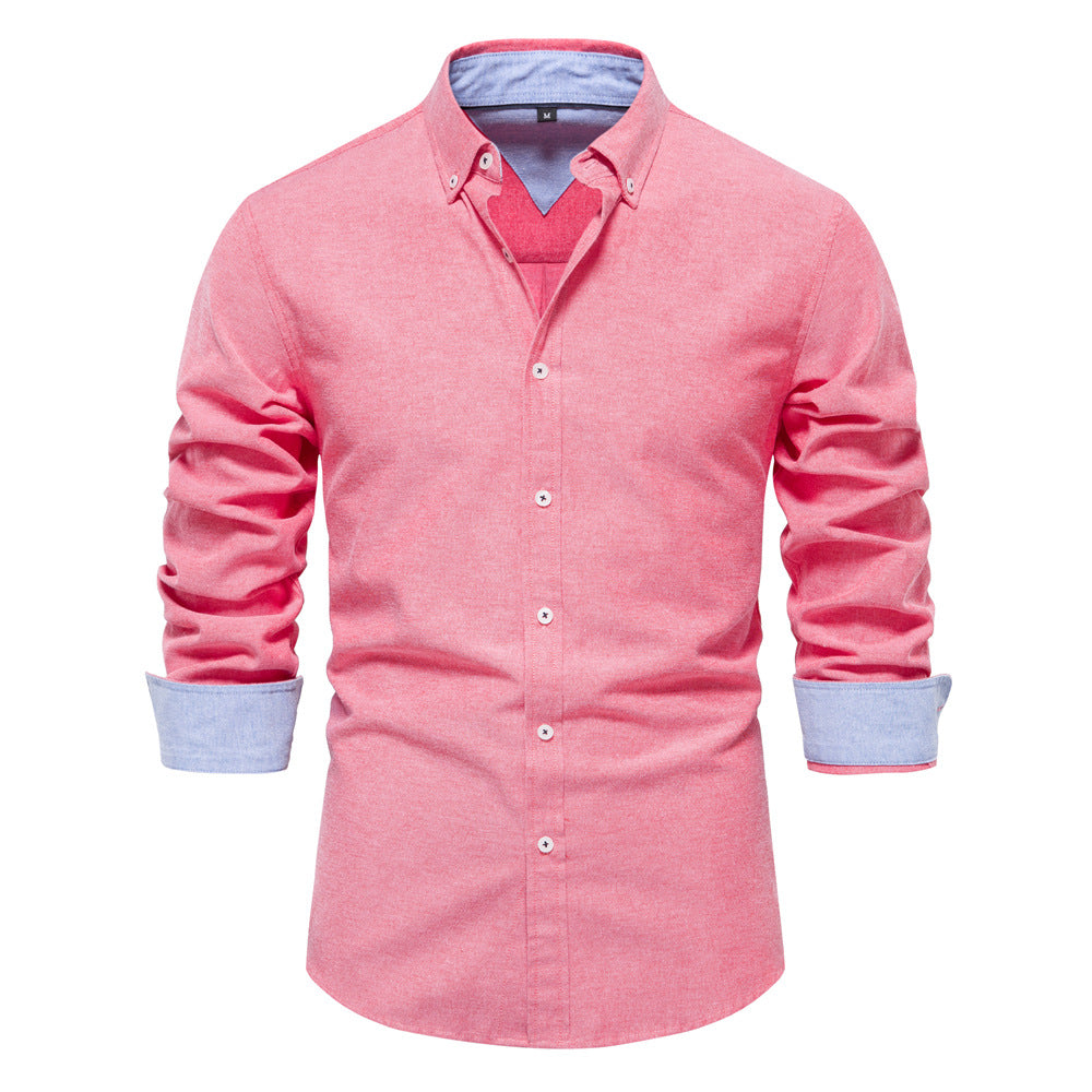 Men's Button Down Collar Shirt with Contrast Cuff Detailing