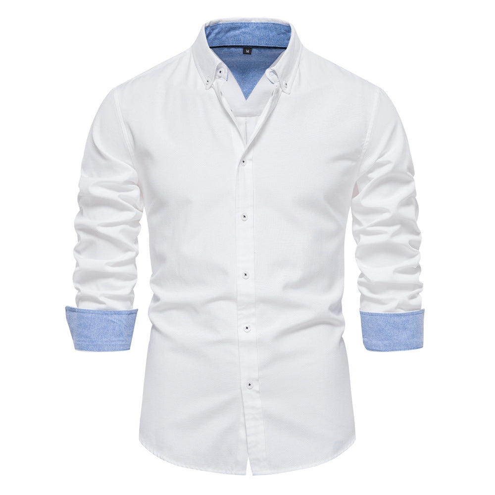 Men's Button Down Collar Shirt with Contrast Cuff Detailing