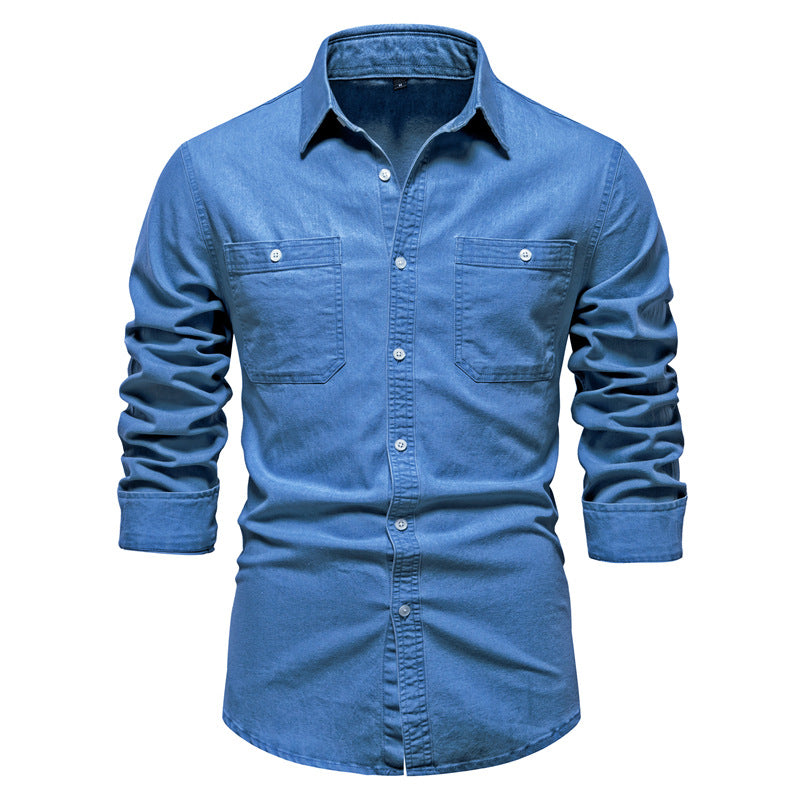 Men's Utility Shirt with Two Button Chest Pockets and Classic Collar
