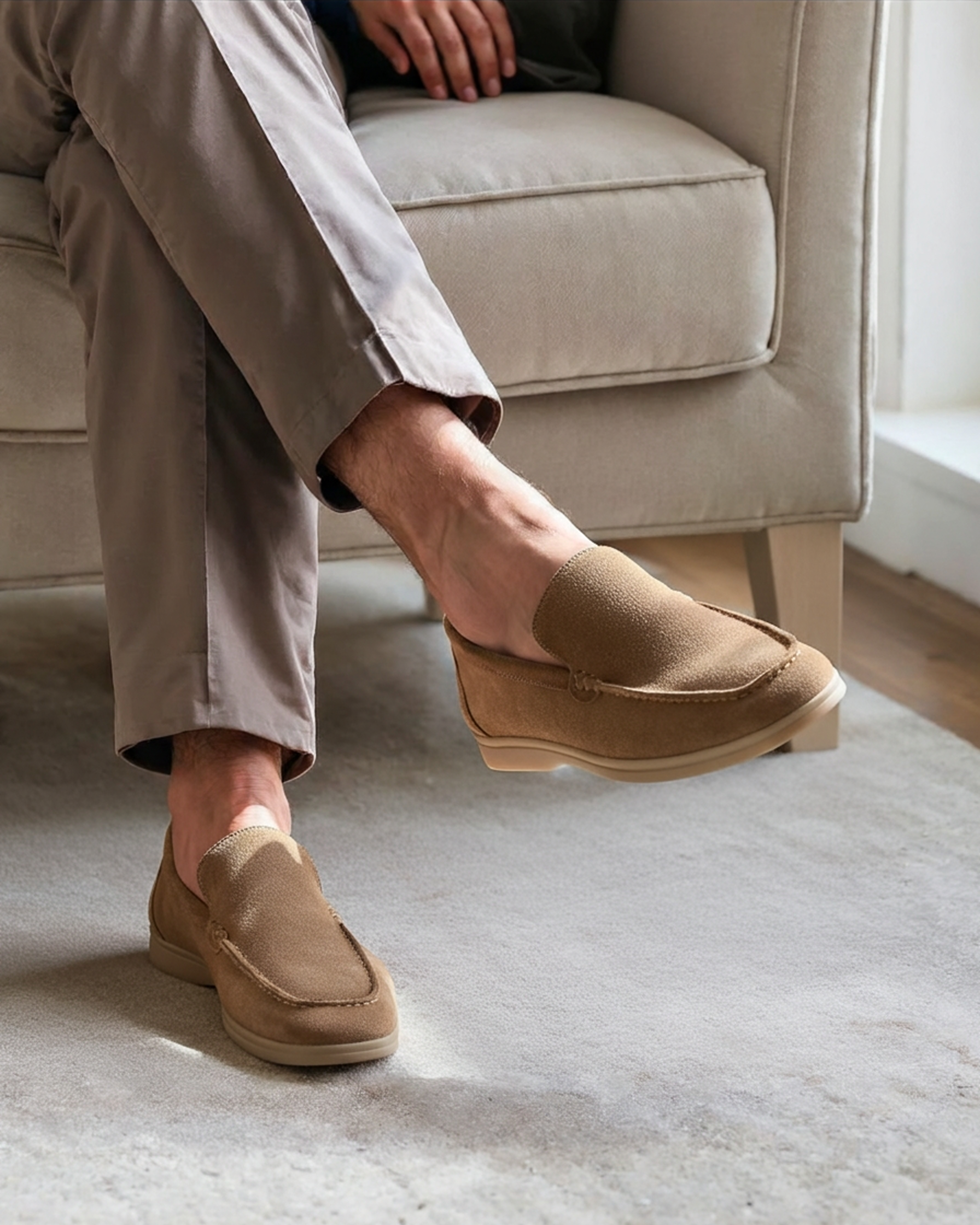 Loafer Suede Slip On Moccasin Toe Braided Vamp